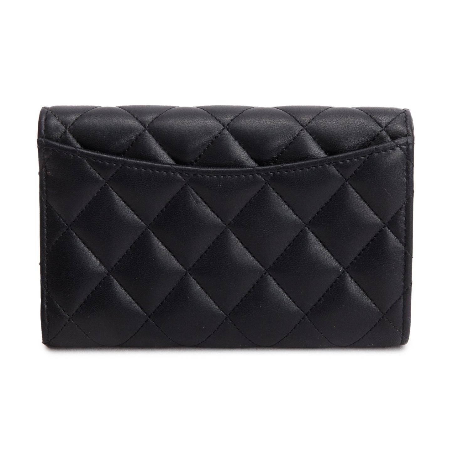 Chanel 2023 Black Lambskin Quilted Medium Flap Wallet