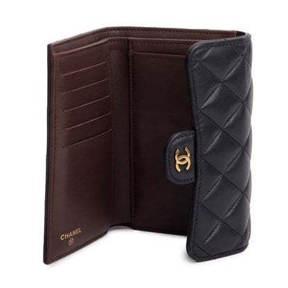 Chanel 2023 Black Lambskin Quilted Medium Flap Wallet