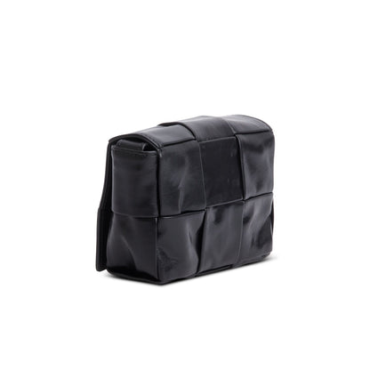 Bottega Veneta Black Paper Calfskin Maxi Intrecciato Extra Mini Cassette Crossbody Bag