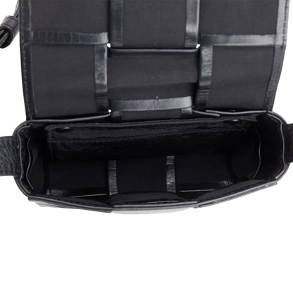Bottega Veneta Black Paper Calfskin Maxi Intrecciato Extra Mini Cassette Crossbody Bag
