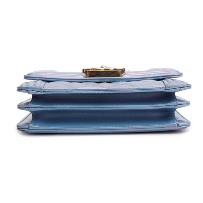 Chanel Blue Iridescent Calfskin Quilted North South Boy Flap Bag