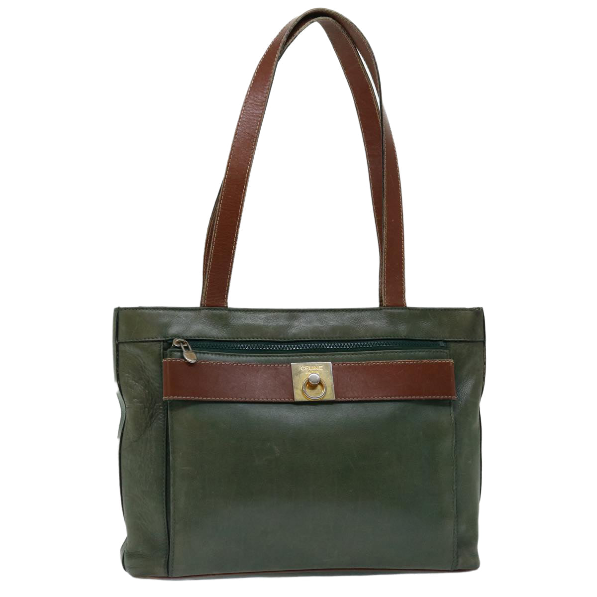 Luxury CELINE Tote Bag Leather Green  68605