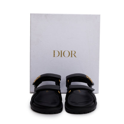 Christian Dior Black Lambskin Dioract 10mm Sandals, Size 39