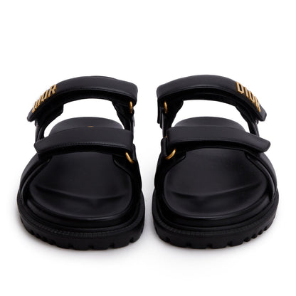 Christian Dior Black Lambskin Dioract 10mm Sandals, Size 39