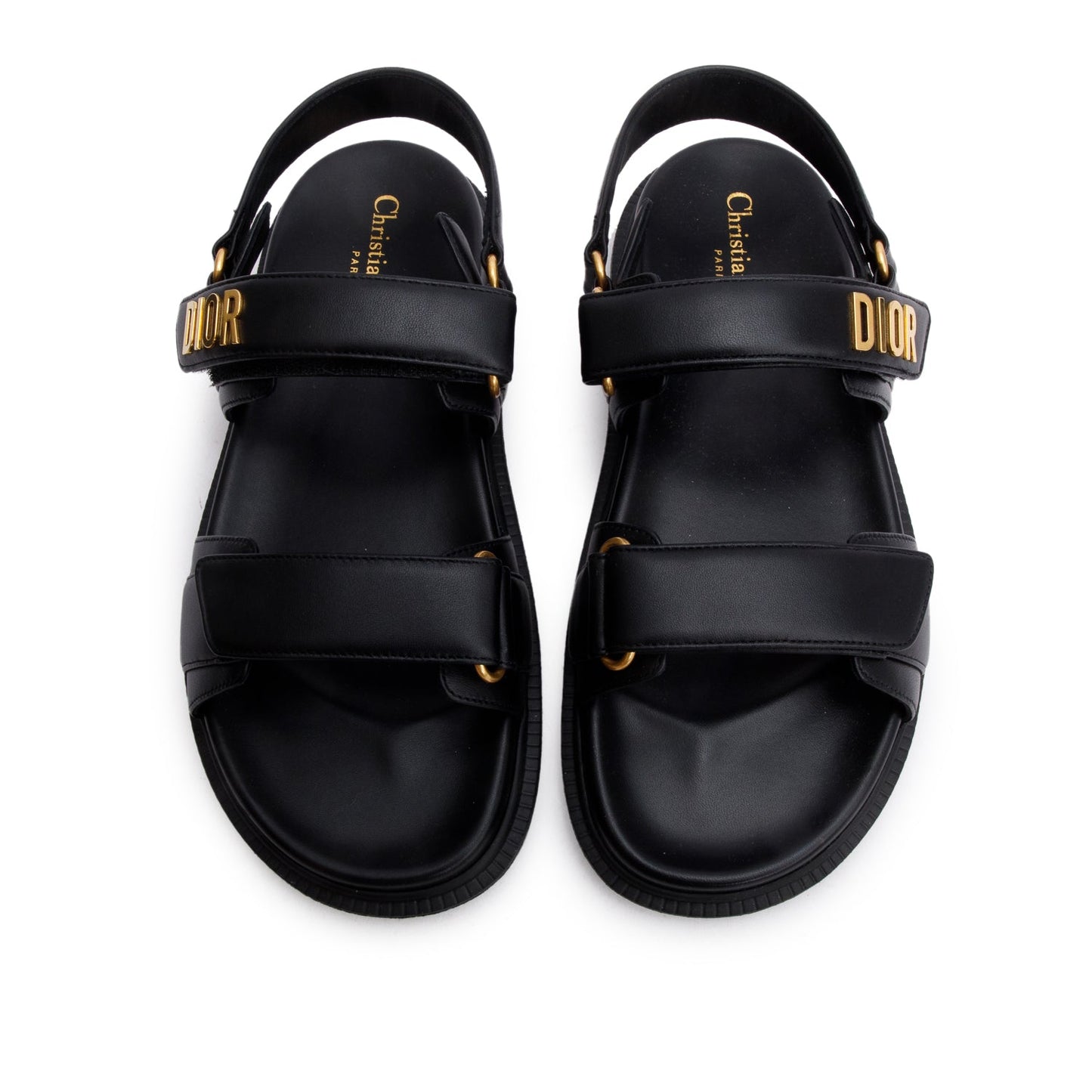 Christian Dior Black Lambskin Dioract 10mm Sandals, Size 39