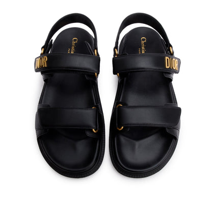 Christian Dior Black Lambskin Dioract 10mm Sandals, Size 39