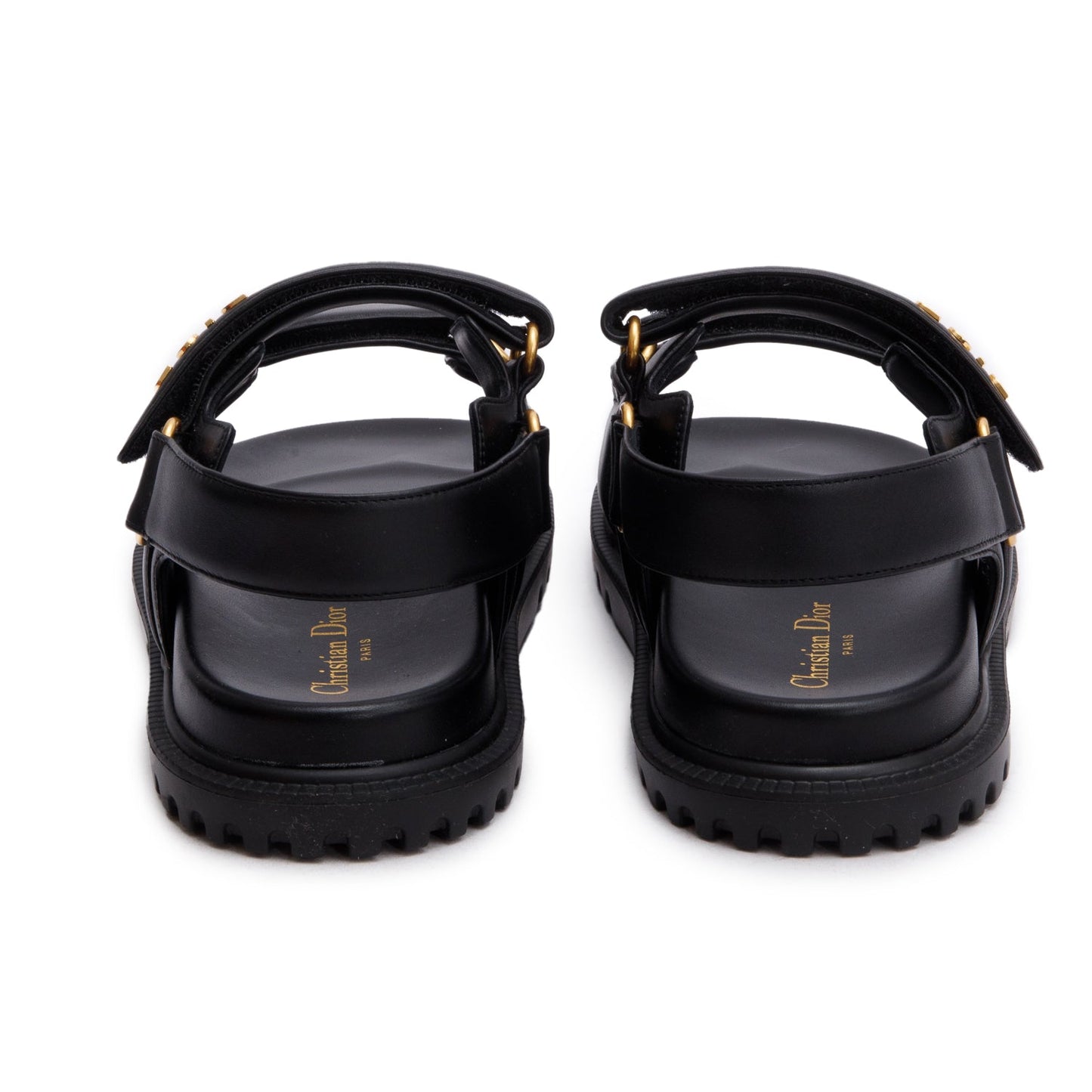 Christian Dior Black Lambskin Dioract 10mm Sandals, Size 39