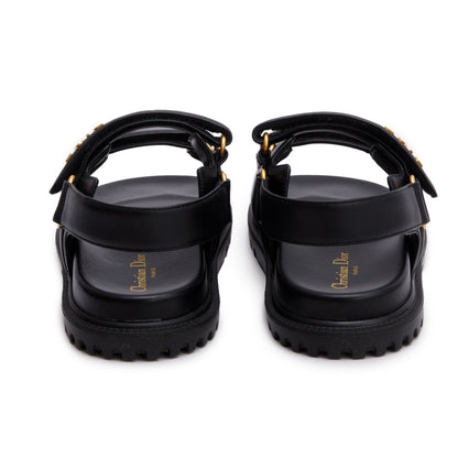 Christian Dior Black Lambskin Dioract 10mm Sandals, Size 39