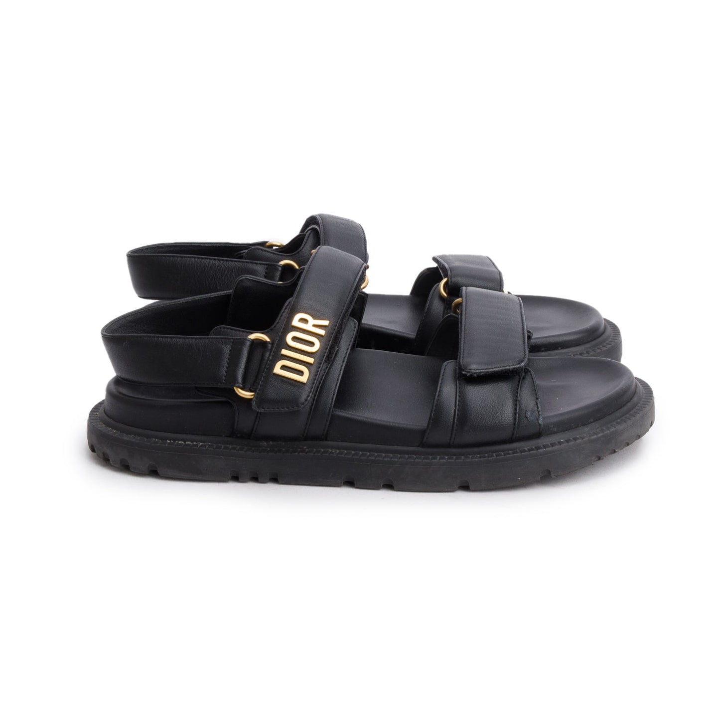Christian Dior Black Lambskin Dioract 10mm Sandals, Size 39