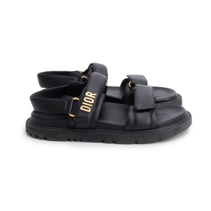 Christian Dior Black Lambskin Dioract 10mm Sandals, Size 39