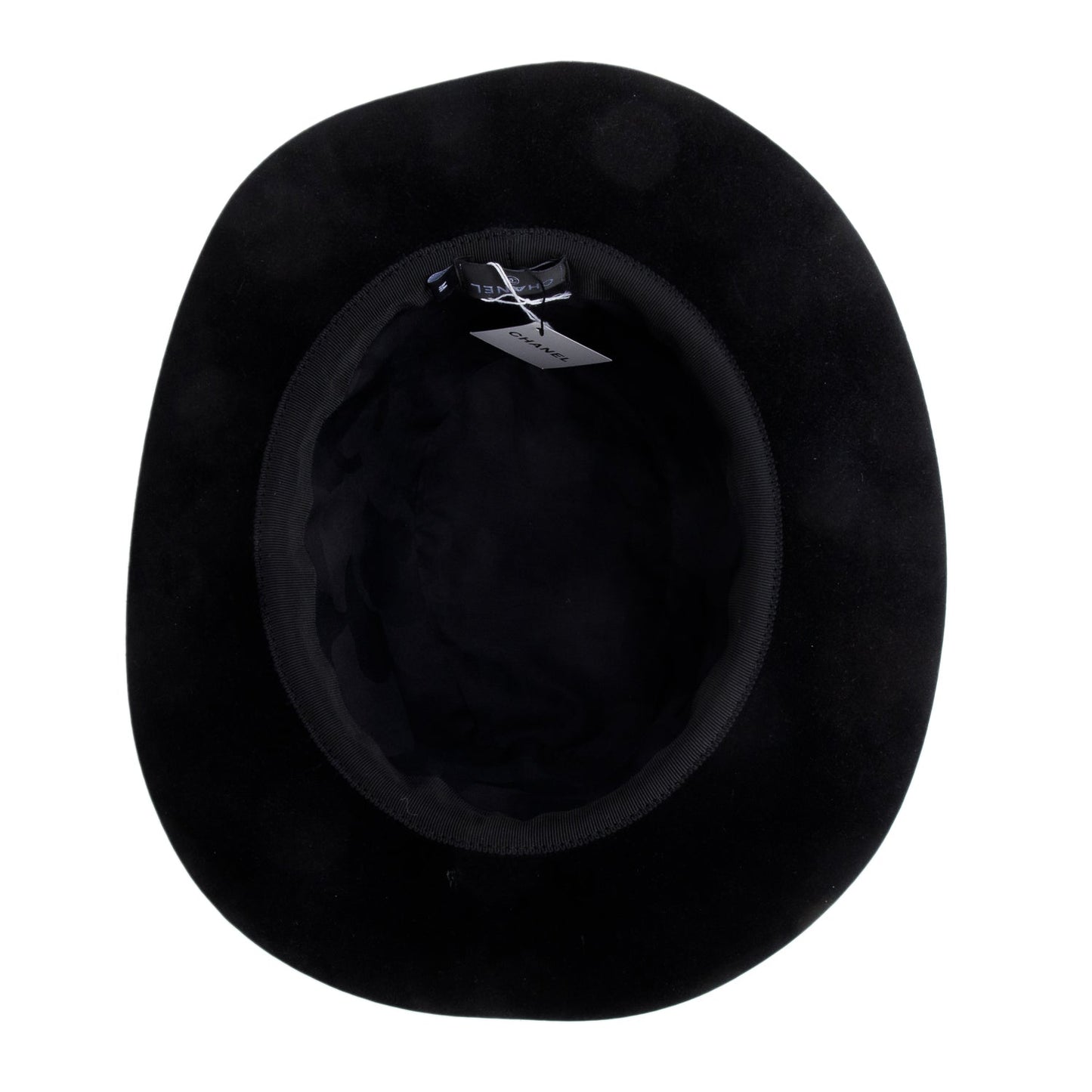 Chanel Black Suede Wide Brim Hat, Size M