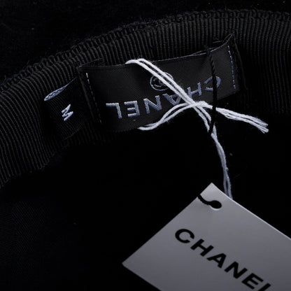 Chanel Black Suede Wide Brim Hat, Size M