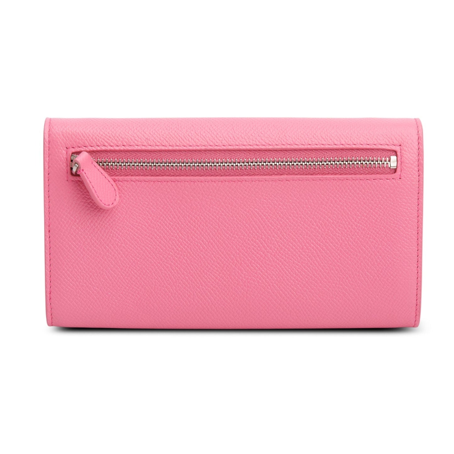 Balenciaga Pink Pebbled Calfskin Logo Everyday Flap Chain Wallet