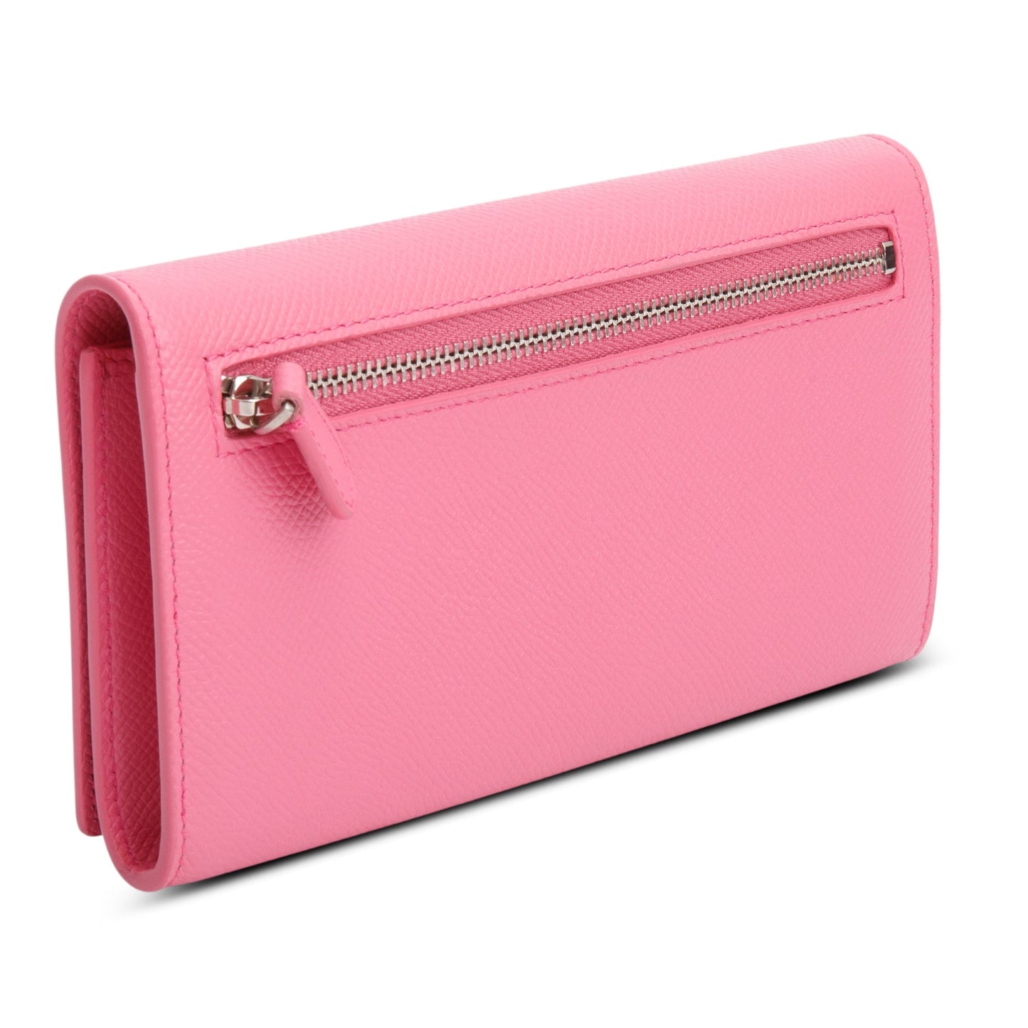 Balenciaga Pink Pebbled Calfskin Logo Everyday Flap Chain Wallet