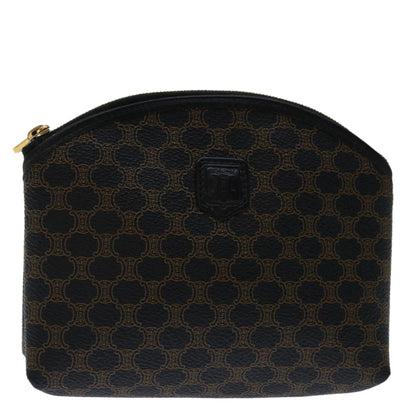 Luxury CELINE Macadam Canvas Cosmetic Pouch PVC Leather Black  68652