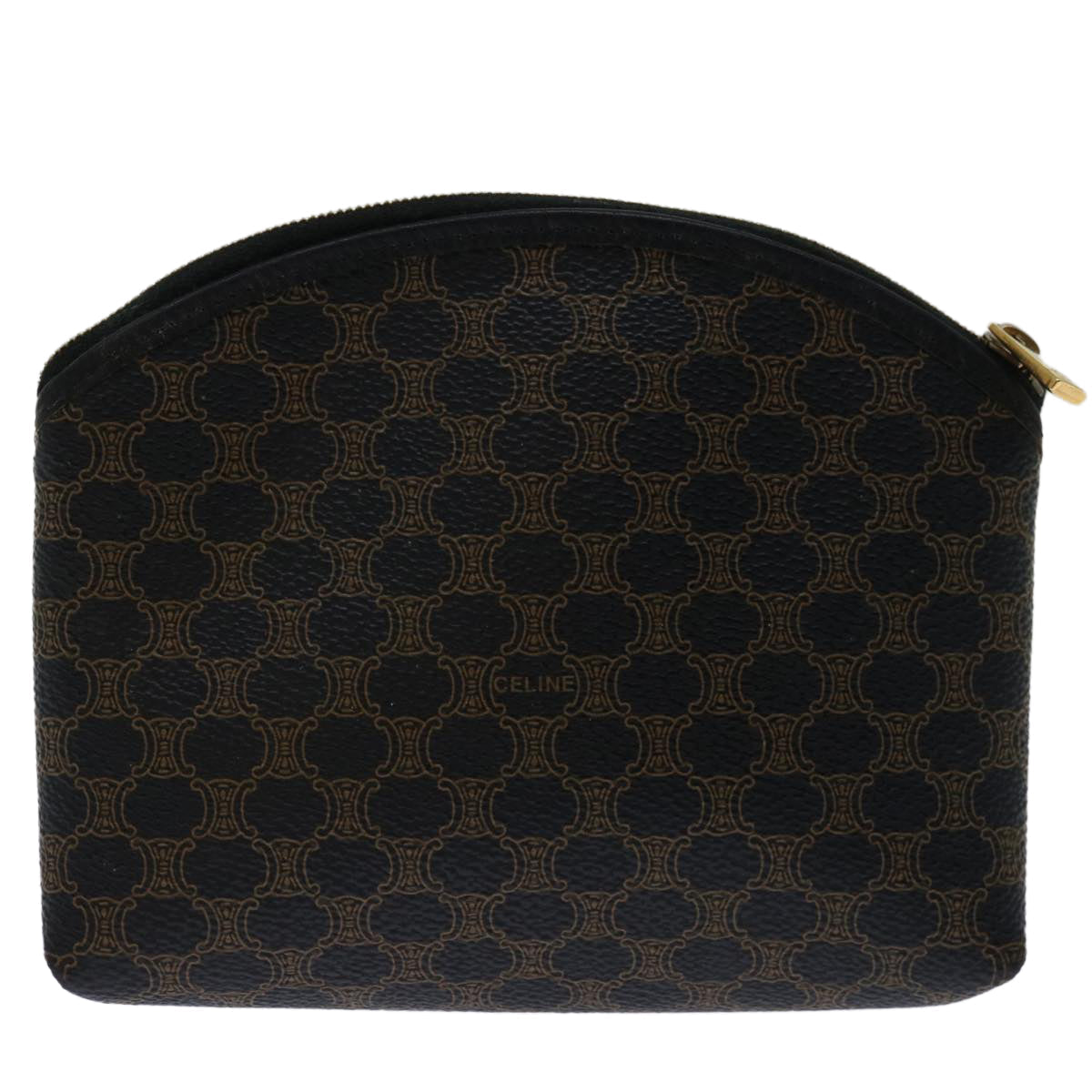 Luxury CELINE Macadam Canvas Cosmetic Pouch PVC Leather Black  68652