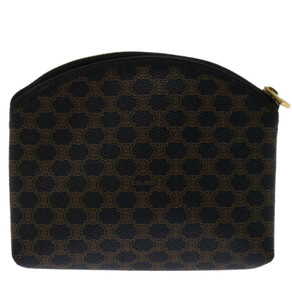 Luxury CELINE Macadam Canvas Cosmetic Pouch PVC Leather Black  68652