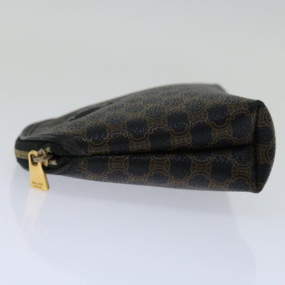 Luxury CELINE Macadam Canvas Cosmetic Pouch PVC Leather Black  68652