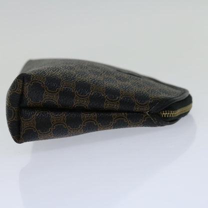 Luxury CELINE Macadam Canvas Cosmetic Pouch PVC Leather Black  68652