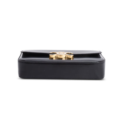 Celine 2022 Black Shiny Calfskin Claude Chain Shoulder Bag
