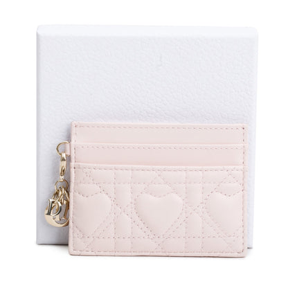 Christian Dior 2025 Pink Cannage Lambskin Lucky Lady Dior Freesia Card Holder