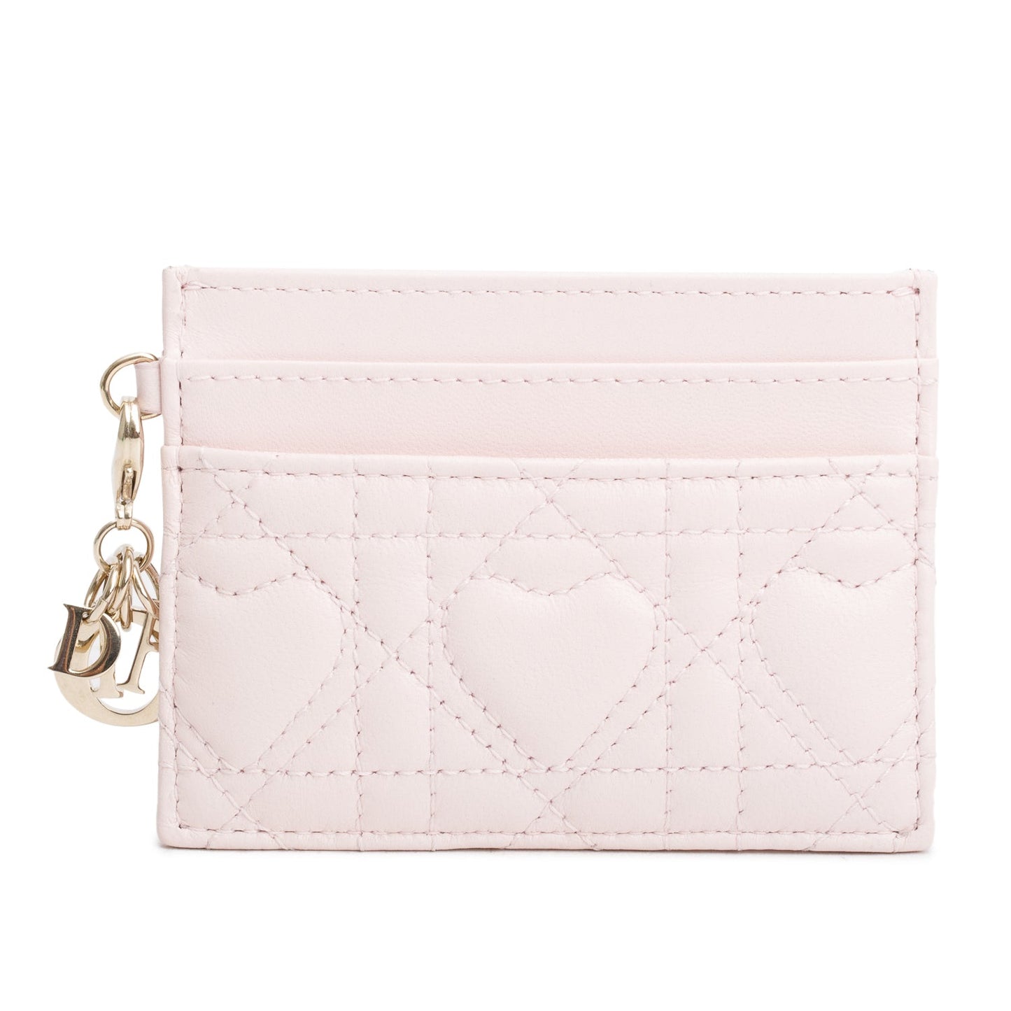 Christian Dior 2025 Pink Cannage Lambskin Lucky Lady Dior Freesia Card Holder