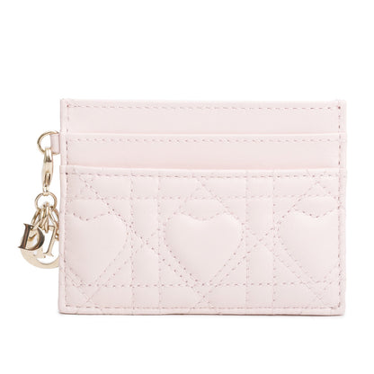 Christian Dior 2025 Pink Cannage Lambskin Lucky Lady Dior Freesia Card Holder