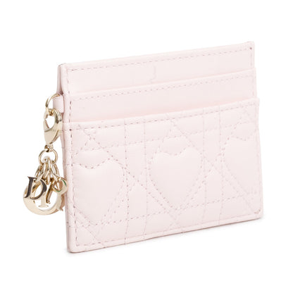 Christian Dior 2025 Pink Cannage Lambskin Lucky Lady Dior Freesia Card Holder