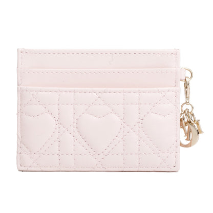 Christian Dior 2025 Pink Cannage Lambskin Lucky Lady Dior Freesia Card Holder