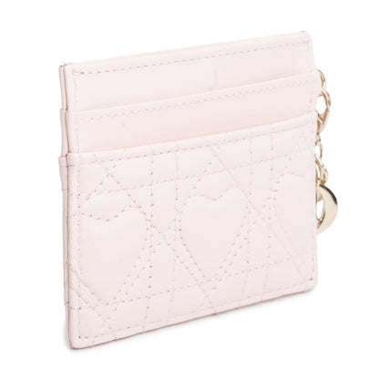 Christian Dior 2025 Pink Cannage Lambskin Lucky Lady Dior Freesia Card Holder