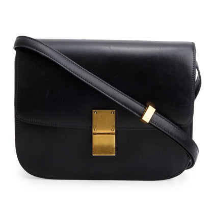 Celine Black Box Calfskin Medium Classic Box Flap Bag