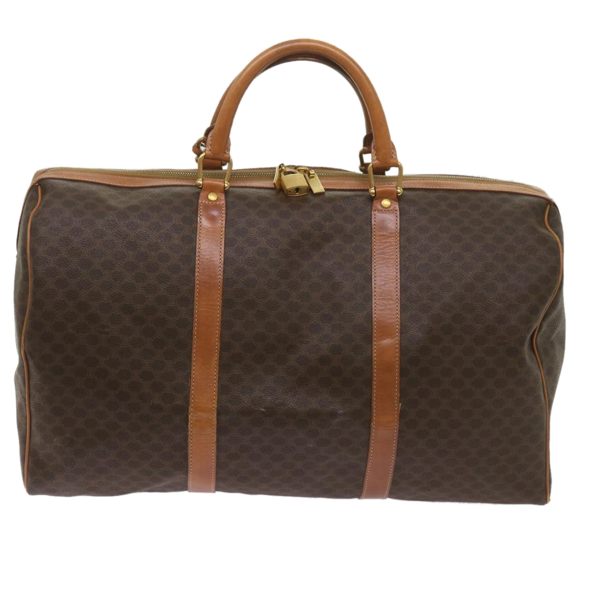 Luxury CELINE Macadam Canvas Boston Bag PVC Brown  68690
