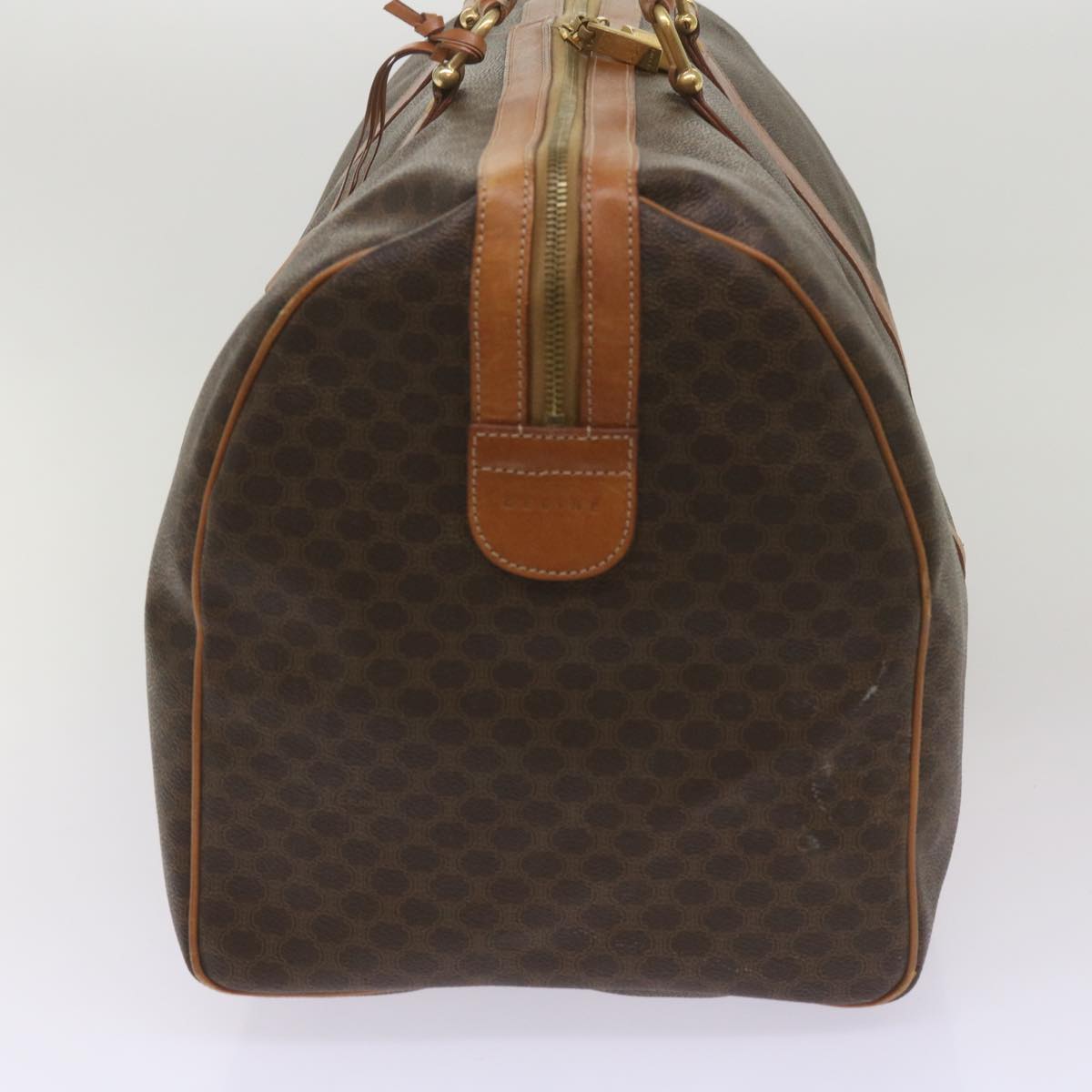 Luxury CELINE Macadam Canvas Boston Bag PVC Brown  68690