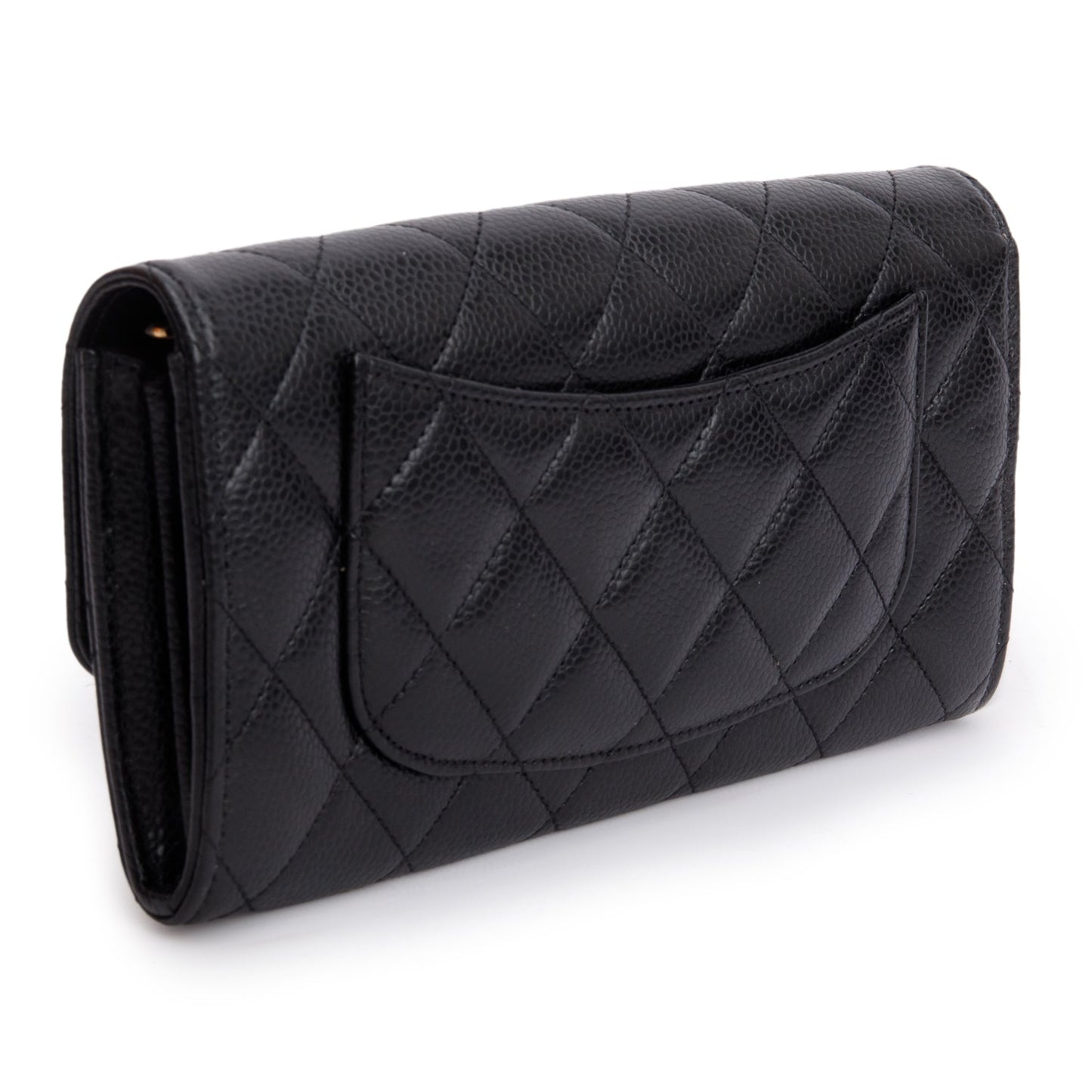 Chanel Black Caviar Leather Classic Long Flap Wallet