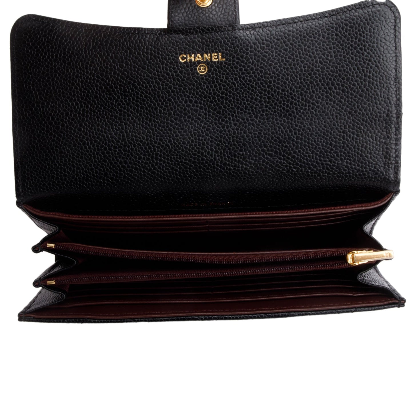 Chanel Black Caviar Leather Classic Long Flap Wallet