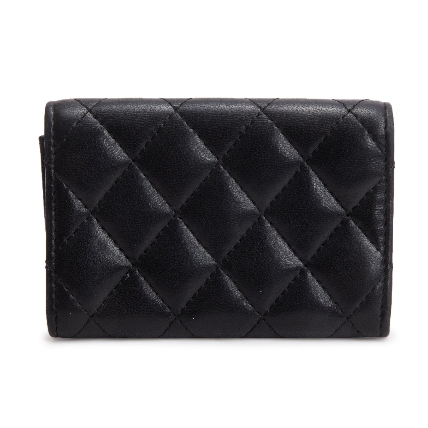 Chanel Black Lambskin Quilted Flap Card Holder