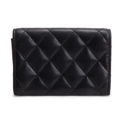 Chanel Black Lambskin Quilted Flap Card Holder