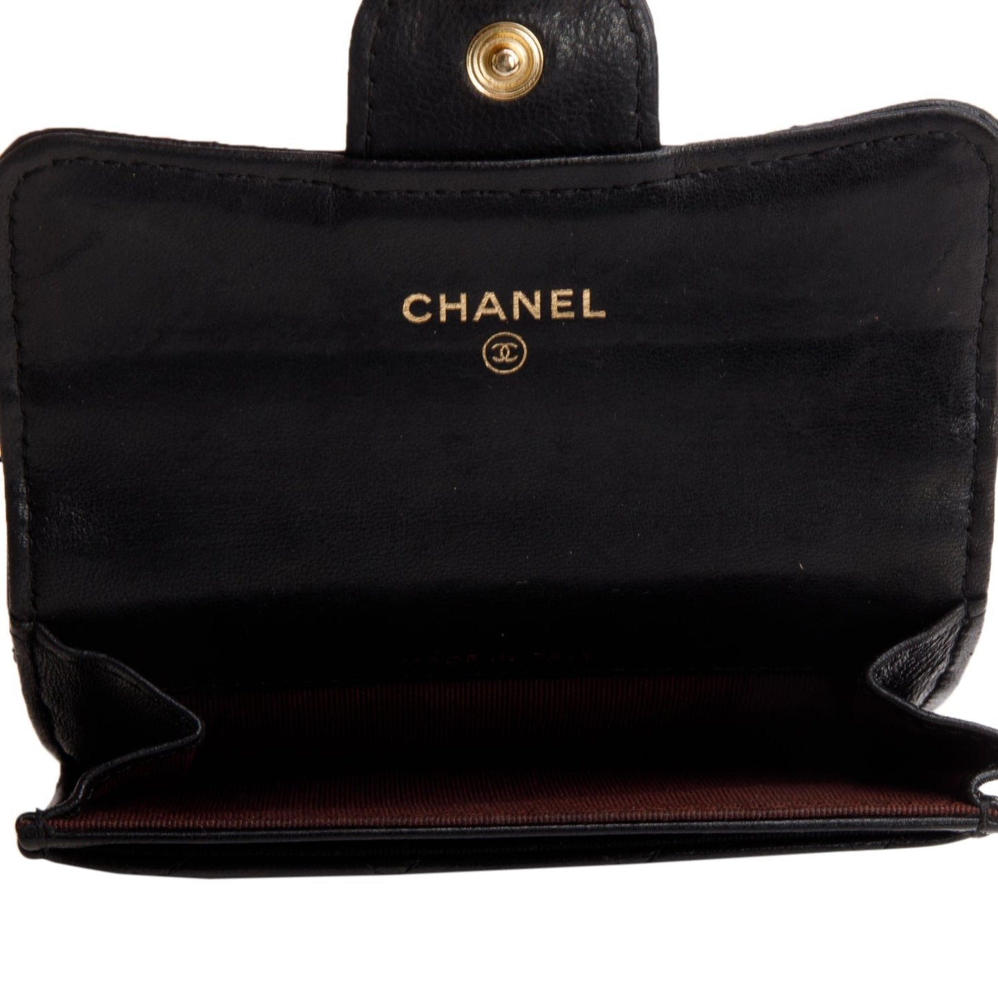 Chanel Black Lambskin Quilted Flap Card Holder