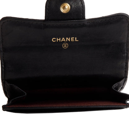 Chanel Black Lambskin Quilted Flap Card Holder