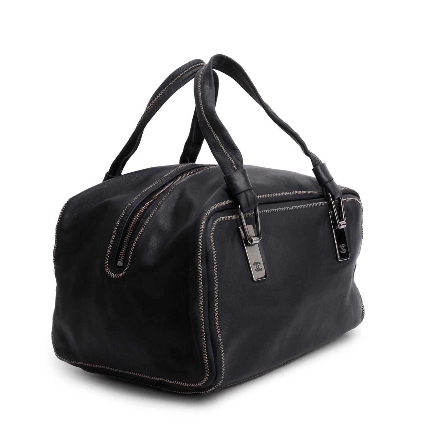 Chanel Black Lambskin Bowler Bag