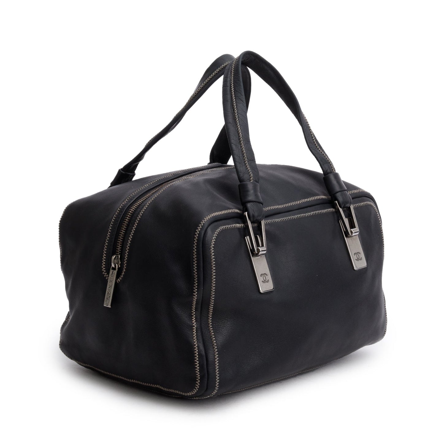 Chanel Black Lambskin Bowler Bag