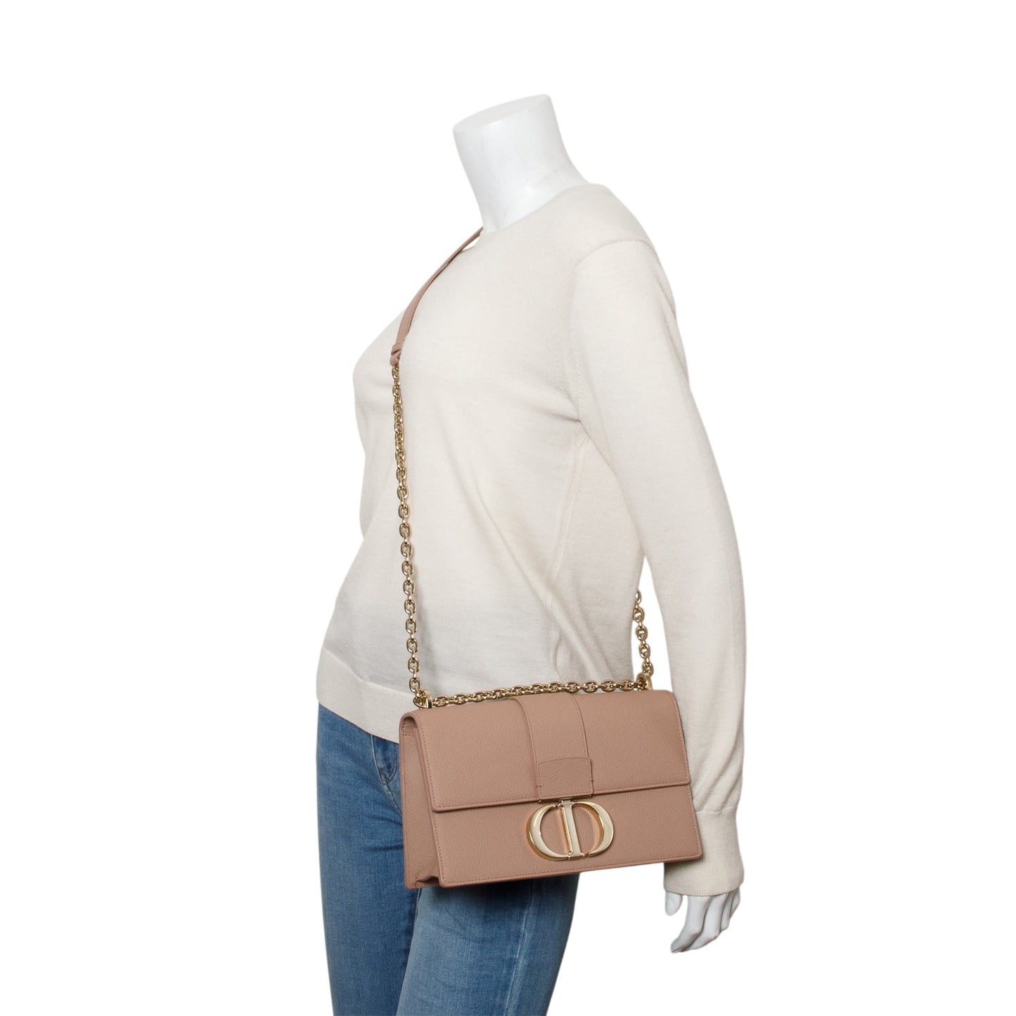Christian Dior Pink Grained Calfskin 30 Montaigne Flap Bag