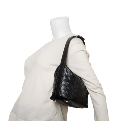 Bottega Veneta Black Calfskin Nappa Intrecciato Mini Wallace