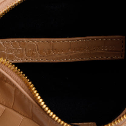 Balenciaga Beige Extra Supple Calfskin Crocodile Embossed Le Cagole XS Shoulder Bag