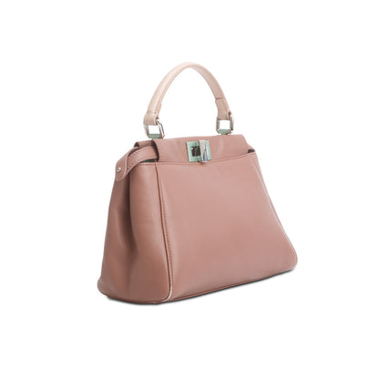 Fendi Pink Nappa Leather Colorblock Mini Peekaboo Iconic Satchel