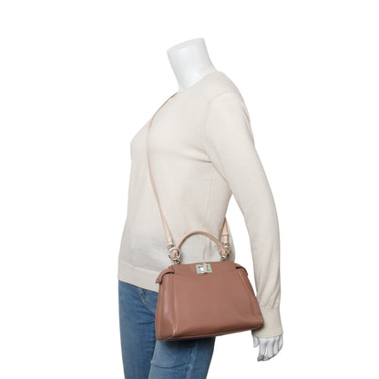 Fendi Pink Nappa Leather Colorblock Mini Peekaboo Iconic Satchel