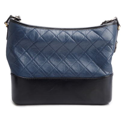 Chanel Blue & Black Aged Calfskin Leather Medium Gabrielle Hobo
