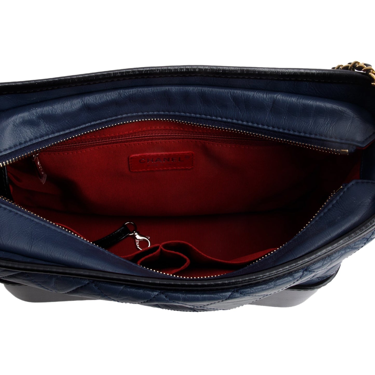 Chanel Blue & Black Aged Calfskin Leather Medium Gabrielle Hobo