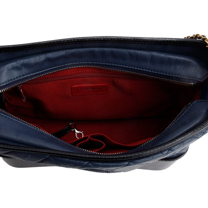 Chanel Blue & Black Aged Calfskin Leather Medium Gabrielle Hobo