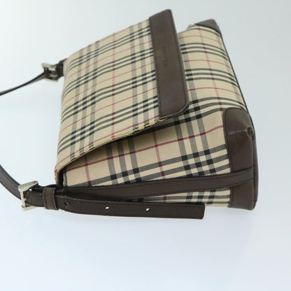 Luxury Burberry Nova Check Shoulder Bag Canvas Beige Brown Auth 68814